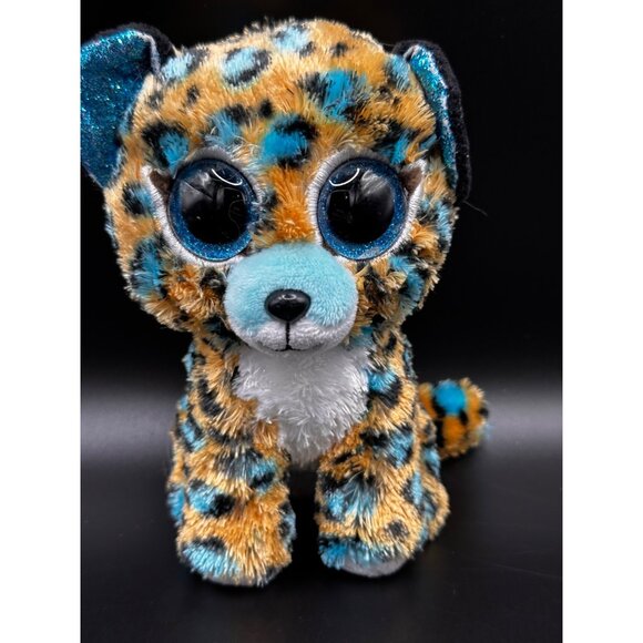 Ty Beanie Boo Cobalt Leopard Plush Stuffed Animal 6" Blue & Tan Spotted Toy - Picture 9 of 14